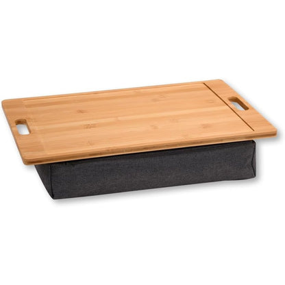 256719 - Kesper Tabaka për Prehër, Materiali: Bambu, Tekstil, Përmasat: 45 x 31 cm, Lartësia: 8 cm, Ngjyra: Kafe, Gri | 77622