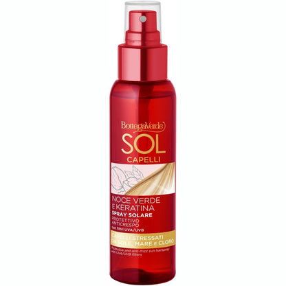 321826 - BOTTEGA VERDE - Sprej Mbrojtës Sol Capelli, 100 ml, me Vaj Arre të Gjelbër dhe Keratinë, Filtra Diellorë UVA/UVB