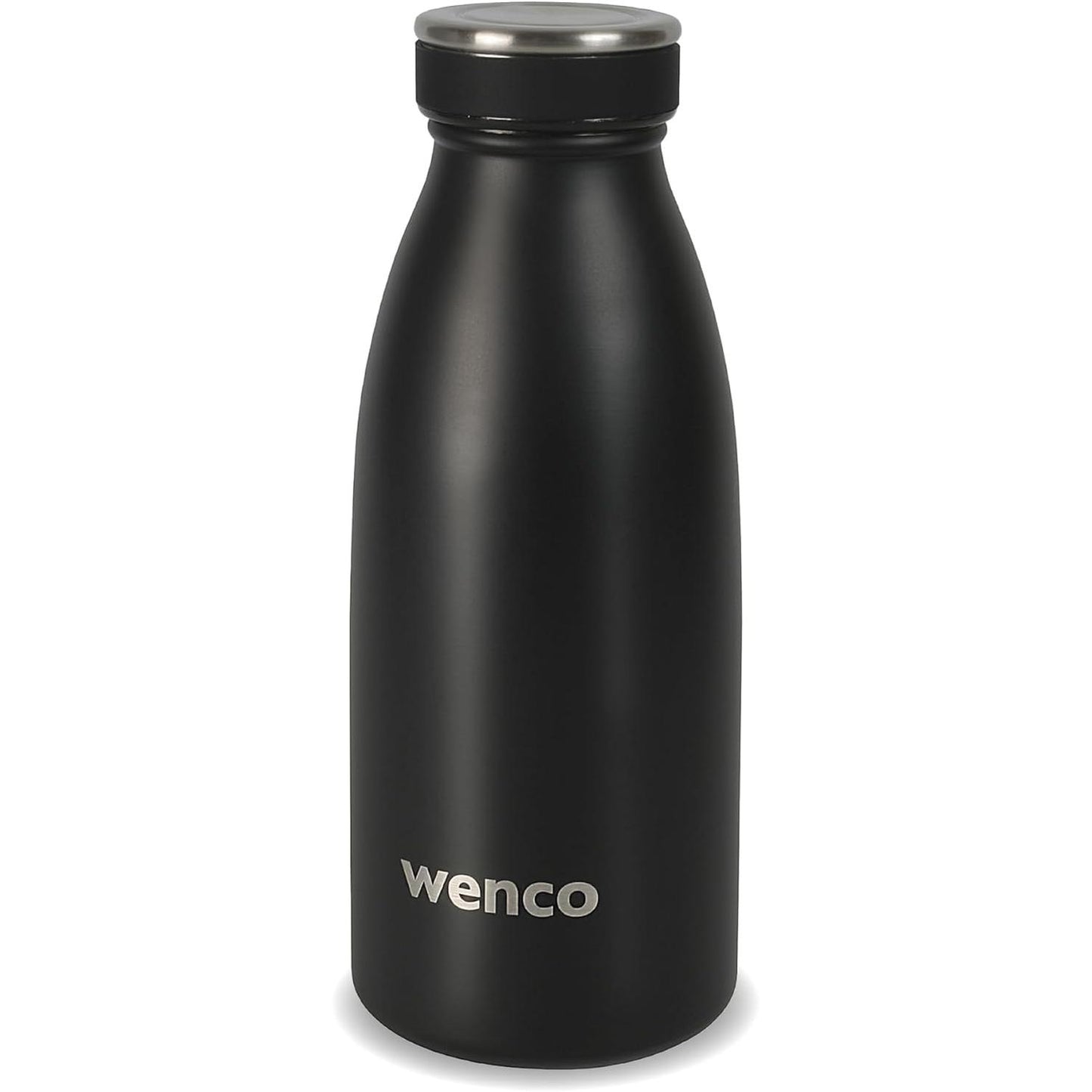 263510 - WENCO - Shishe për pije prej çeliku inox, 0.35l / 350ml, e izoluar, e papërshkueshme nga rrjedhjet, e zezë