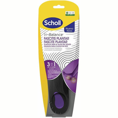 336434 - SCHOLL - Shtroja ortopedike In-Balance për burra dhe gra, Shtroja për fasciit plantar, dhimbje thembre dhe metatarsalgji, Mbështetje për harkun e këmbës, këmbë të sheshta dhe shtylla thembre, Madhësia S 37-39.5