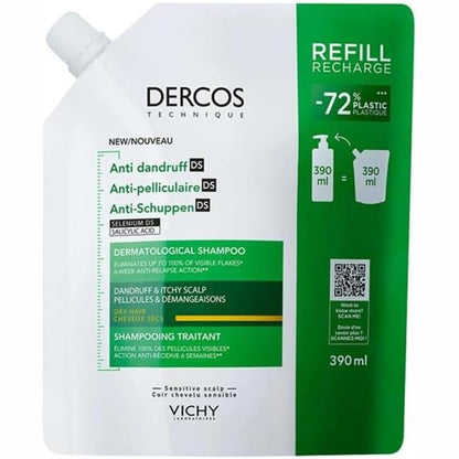 275722 - VICHY Dercos Shampo Kundër Zbokthit DS, 390ml, për Zbokth dhe Kruarje, Flokë të Tharë