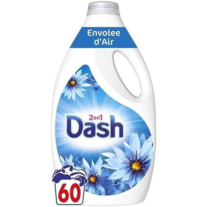 294073 - DASH Detergjent i lëngshëm për larje rrobash 2 në 1, 60 larje, me aromë Lenor, freskues ajri, pastrim i thellë, prodhuar në Francë