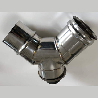 213175 - Lakim 90° me inspektim të tubit të oxhakut prej çeliku inox, pastrimit të oxhakut (Ø 80 mm)