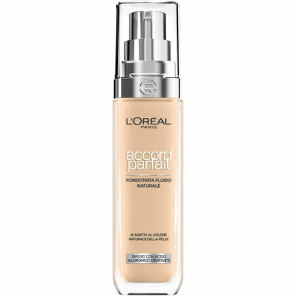 318176 - L'ORÉAL PARIS Fondatinë e Lëngshme 30 ml, Hidratim 24 orësh, Formulë me Acid Hialuronik, Të gjitha llojet e lëkurës, Nuanca: Bezhë (4.N)