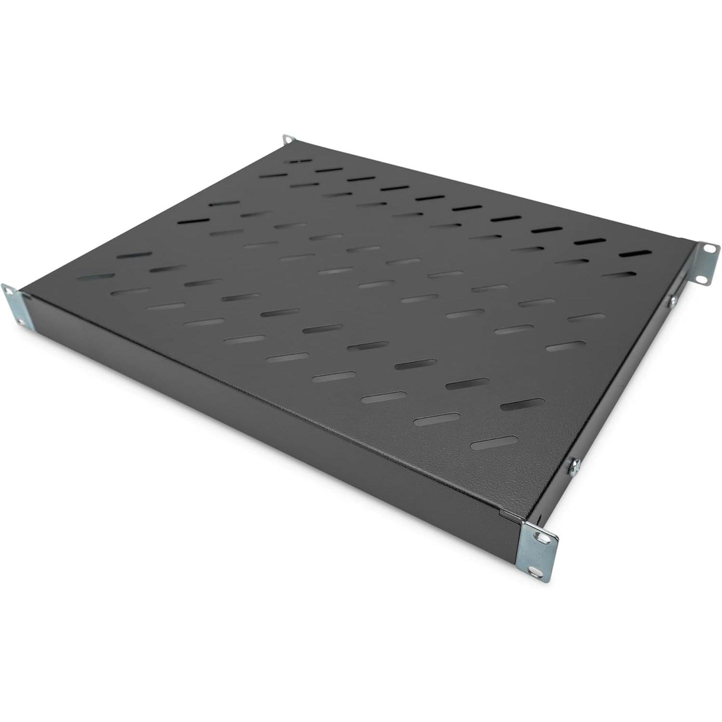 268338 - DIGITUS Raft 19 inç, 1U, thellësi e ndryshueshme, kapacitet ngarkese 50 kg, për kabinete rrjeti dhe serveri, thellësi kabineti 600 mm, E zezë