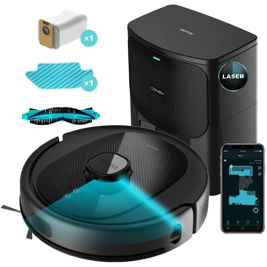 320763 - CECOTEC Conga 8290 Power Ultra Home Genesis Fshesë me korrent robot, Kohëzgjatje 280 minuta, Thithje 7000 Pa, Qese 3 L, 4-në-1