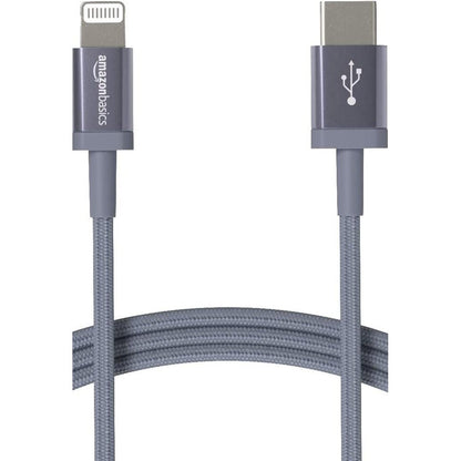274323 - AMAZON BASICS Kabllo USB-C në Lightning, najlon i endur, MFi, 1.8 m, Gri e errët