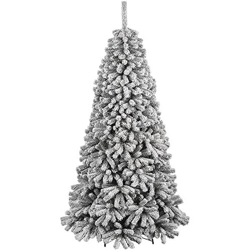 195046 - BAKAJI Pemë Krishtlindjesh Danub, me pishë të gjelbër të mbuluar me borë, bazë kryqëzuese hekuri, Degë super të trasha me cilësi të lartë, montim i lehtë, 210 cm