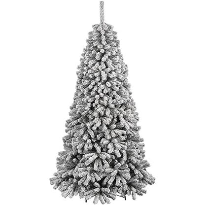 195046 - BAKAJI Pemë Krishtlindjesh Danub, me pishë të gjelbër të mbuluar me borë, bazë kryqëzuese hekuri, Degë super të trasha me cilësi të lartë, montim i lehtë, 210 cm