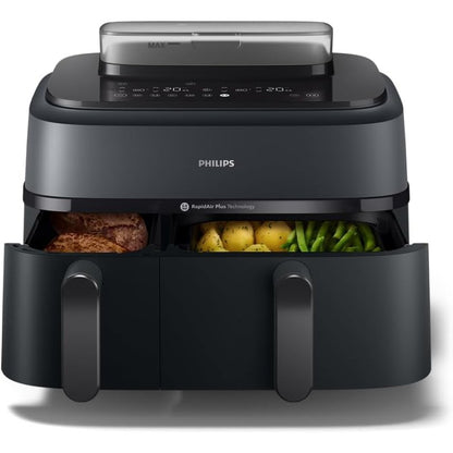 288100 - PHILIPS Fritezë me ajër të nxehtë Seria 5000, 9L (3L+6L), RapidAir Plus, Pastrim automatik me avull (NA550/00)