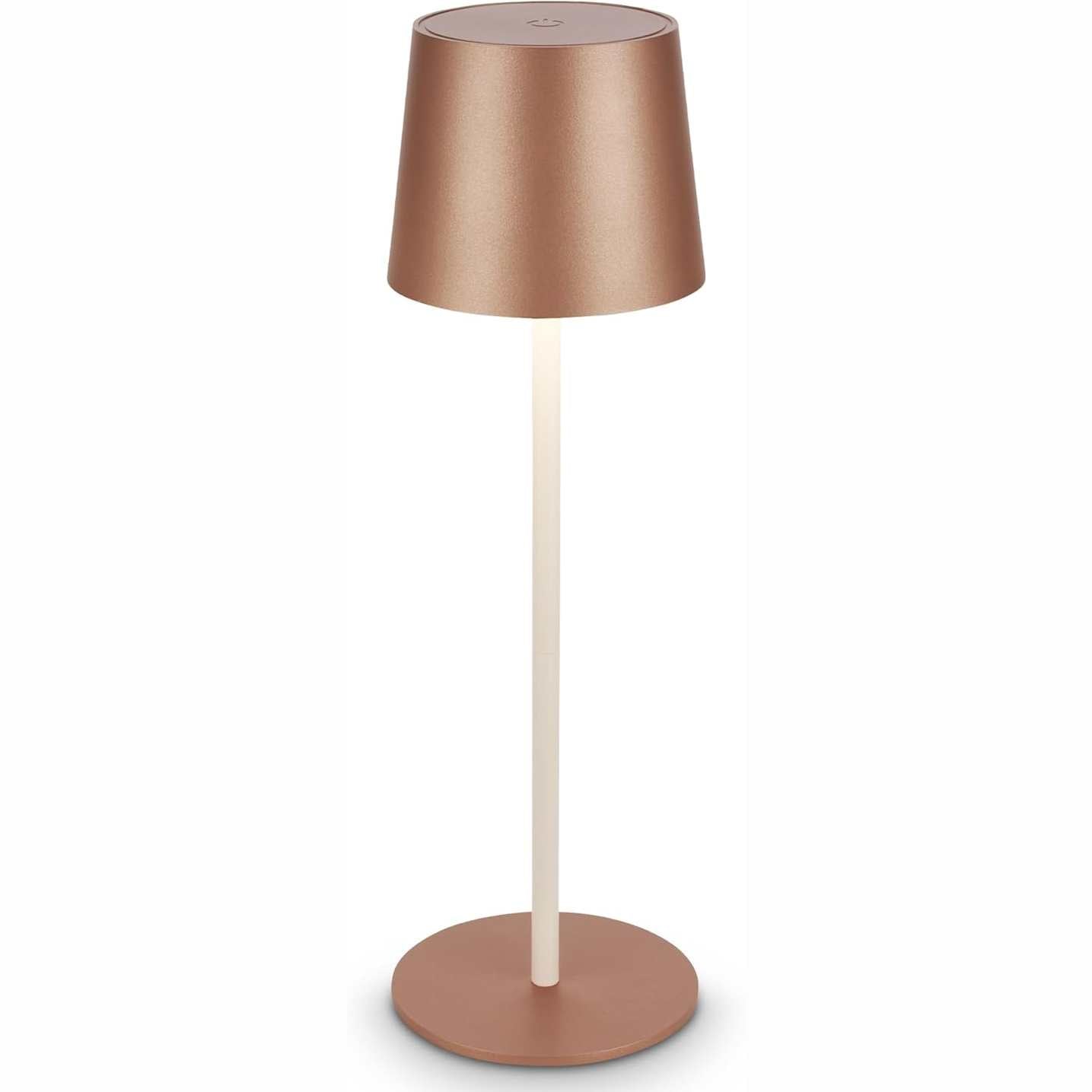 185254 - BRILONER - Llambë LED e rikarikueshme pa tel me prekje, IP44, e zbehtë, për tavoline dhe natë, 11x34.5cm, ngjyra kafe