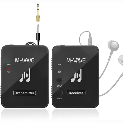 266239 - M-VAVE WP9 - Sistem monitorimi pa tel në vesh, transmetues dhe marrës 2.4 GHz, dizajn me kapëse, i rikarikueshëm me USB, i zi
