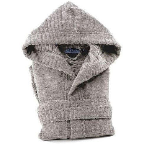 199124 - CALEFFI Rroba banjo me kapuç Stripe, pambuku natyrale, madhësia S, modeli 73828