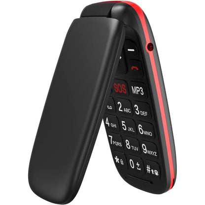 276674 - USHINING Telefon celular me palosje për të moshuar, pa kontratë, butona të mëdhenj, ekran me ngjyra 1.77 inç - i zi