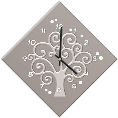 247659 - ORË MURI 42 x 42 cm, 30 cm e gjerë, mekanizëm i heshtur, sipërfaqe druri e mbuluar me letër të laminuar të errët, ideale për dhomën e ndenjes, kuzhinën ose zyrën