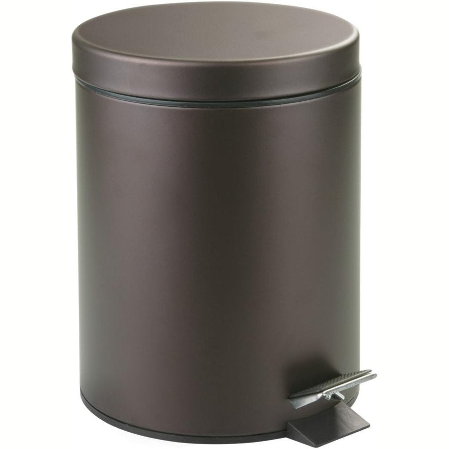 213814 - IDESIGN Kosh plehrash prej çeliku 5 litra me shkallë dhe kovë për banjo / kuzhinë / zyrë, çelik, bronz, 20.32 x 0.254 x 28 cm