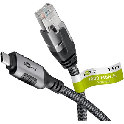 276860 - GOOBAY Kabllo 70697 USB-C në RJ45 Ethernet CAT 6, 1.5 metra, 1 Gbit/s, për lidhje të qëndrueshme interneti