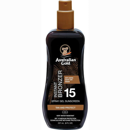 317038 - AUSTRALIAN GOLD Sprej mbrojtës nga dielli me bronzues SPF 15, 237 ml