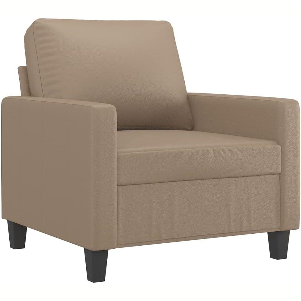 244458 - vidaXL Kolltuk Divan me Mbështetëse Këmbësh, Divan Tek me Mbështetëse Krahësh, Divan për Dhomë Ndenjeje, Lëkurë Artificiale Cappuccino