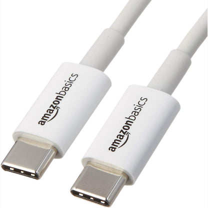 274587 - AMAZON BASICS Kabllo karikimi të shpejtë USB-C në USB-C, shpejtësi transferimi 480 Mbps, i çertifikuar USB-IF, për Apple iPhone 16/15, iPad, MacBook, Samsung Galaxy, tableta, laptopë, 0.9 m, i bardhë