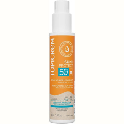 307477 - TOPICREM Mbrojtës nga Dielli, Sprej Hidratues SPF50+ për Fytyrën dhe Trupin, 150 ml, Hidratim 8-orësh, Kujdes për Lëkurë të Ndjeshme