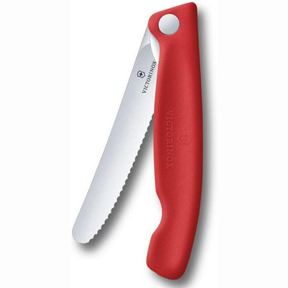 257115 - VICTORINOX Thikë pikniku e palosshme Swiss Classic, ekstra e mprehtë, për fruta, perime, sanduiçe, salçiçe, me teh të dhëmbëzuar, e kuqe