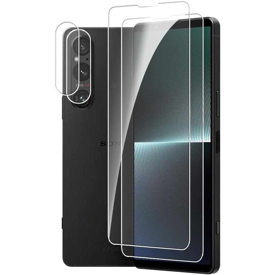 300142 - BIHIZEI Mbrojtës Ekrani për Sony Xperia 1 V, xham i temperuar 9H, pako me 2 mbrojtës ekrani dhe 2 mbrojtës kamere