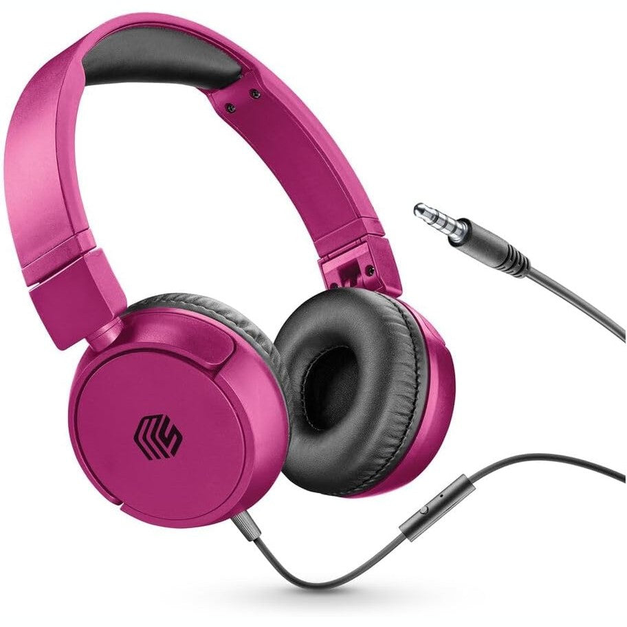310357 - MUSICSOUNDFULLCP Kufje me Tel Music Sound Basic, Kufje Mbi Vesh me Shirit Koke të Palosshëm, Kabllo 1.2 m, Mikrofon të Integruar, Lidhës Jack 3.5 mm, ngjyrë rozë