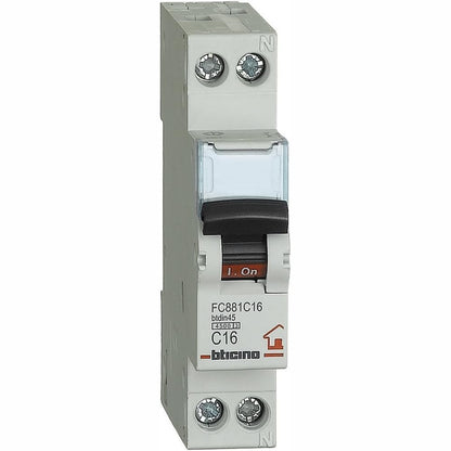 314409 - BTICINO Ndërprerës qarku SFC881C16 FP btdin45, Magnetometër termik, C16, 1P+N, 1 m, 4500 A, 16 A