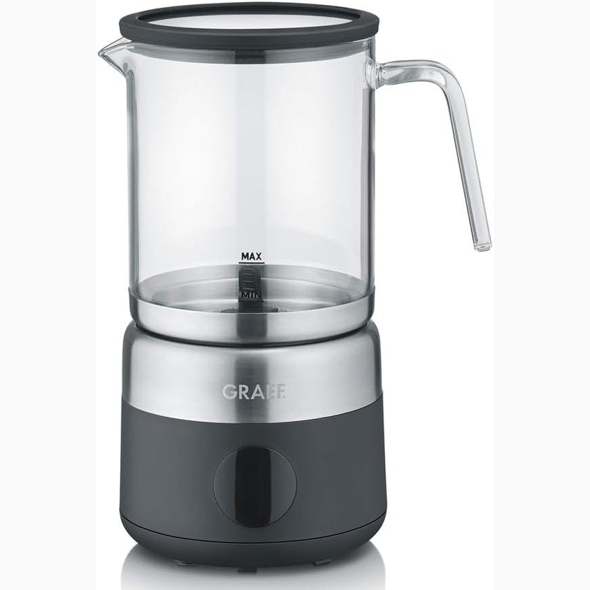 255139 - GRAEF MS802EU - Shkumëzues qumështi elektrik, deri në 500 ml shkumë qumështi me cilësi barista, enë qelqi e lëvizshme, 5 programe, fikje automatike, ekran me prekje, i zi