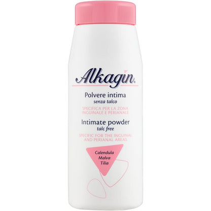 312390 - Alkagin Pluhur absorbues intim me kalendulë, mëllagë dhe tilia, 100g, thith djersën dhe lagështinë, pa talk