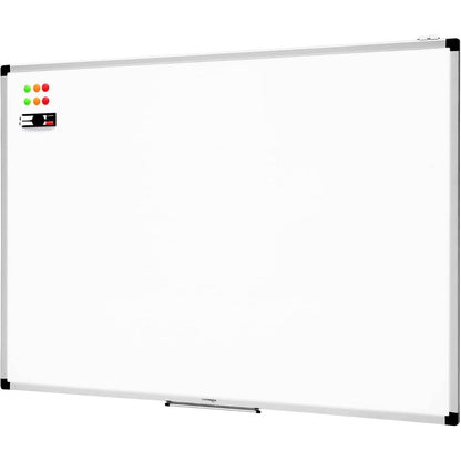 295138 - AMAZON BASICS Tabelë e bardhë magnetike me kornizë alumini dhe mbajtëse shënuesish, fshirje e thatë, 120 cm x 90 cm