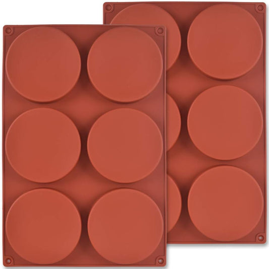 198269 - NEWK Forma të Rrumbullakëta Silikoni për Tortë, Pako prej 2 me 6 Zgavra dhe Madhësi 4 Inç, për Torta, Mbështetëse Rrëshire, Sapun të Punuar me Dorë