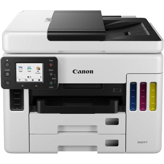 305000 - CANON Printer Shumëfunksional MAXIFY GX7050 MegaTank 4-në-1 (Bojë, Printim, Kopjim, Skanim, Faks, A4, WLAN, LAN, LCD 6.7 cm, Printim dhe Skanim Dupleks, 600 Fletë) i Bardhë