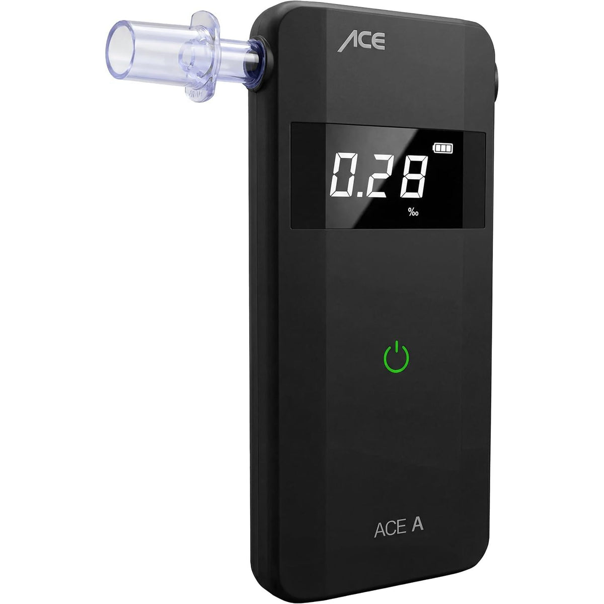 312716 - ACE Alkoometër A, dixhital për matjen e alkoolit në gjak, sensor elektrokimik, funksionim me 1 buton, ngjyrë e zezë