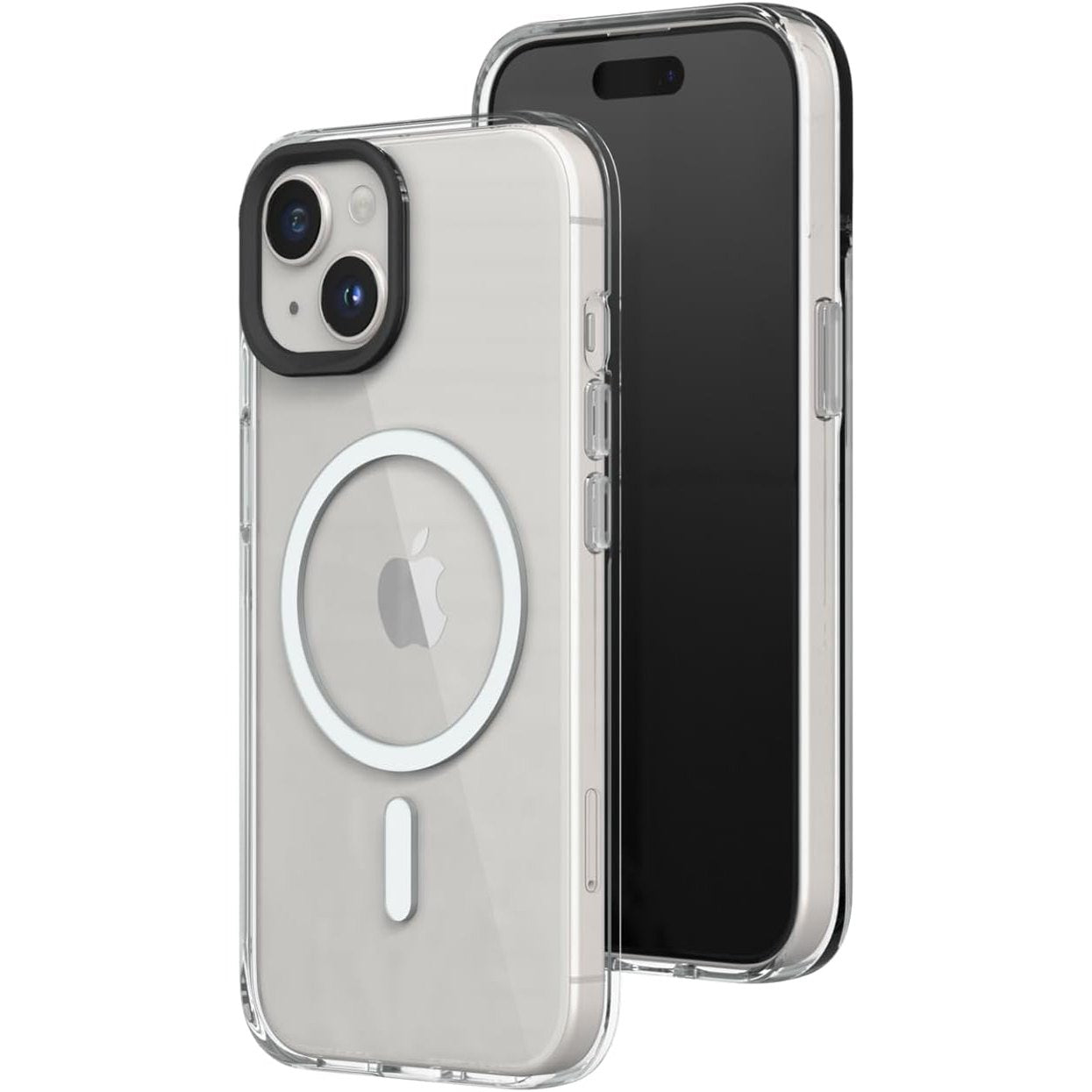 266316 - RHINOSHIELD Mbështjellëse transparente e pajtueshme me MagSafe për [iPhone 15] | Fortësi magnetike superiore, rezistencë ndaj zverdhjes, e pastër kristalore, mbrojtje optimale dhe e personalizueshëm - Unazë e zezë për kamerën