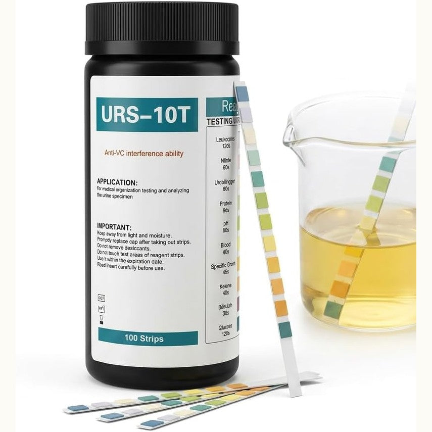 321790 - 100 Shirita Testimi të Urinës, Vetë-Test për Analizën e Urinës, Parametra: Glukozë, pH, Proteina, Ketone, Gjaku, Leukocitet