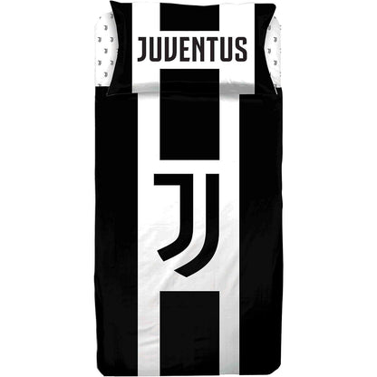 221224 - JUVENTUS FC Shtrati Hermet për krevat francez, Çarçaf francez, i zi dhe i bardhë, 100% pambuk i pastër, Produkt zyrtar
