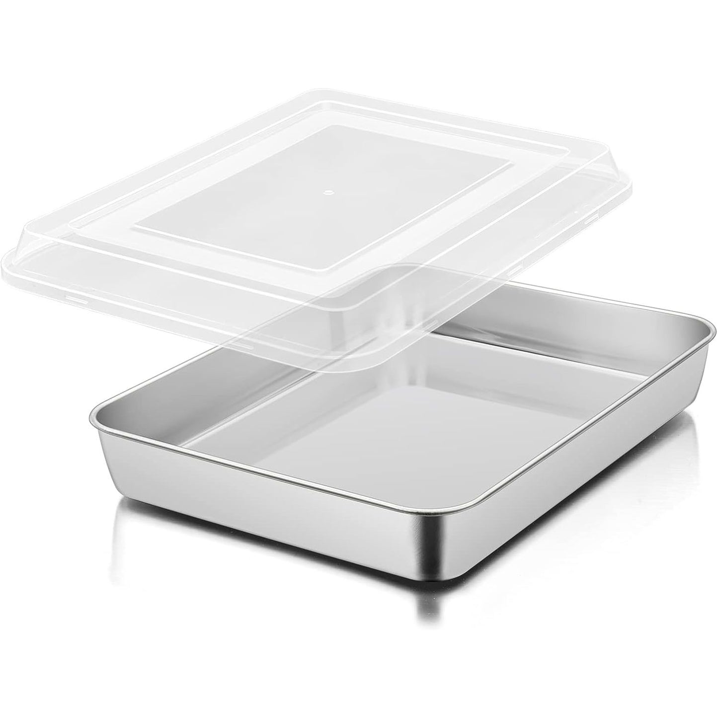 225191 - HEROGO Tavë për tortë e thellë me kapak (23.8x18x5 cm), çelik inox, për torta, brownie, lazanja, e sigurt për lavastovilje