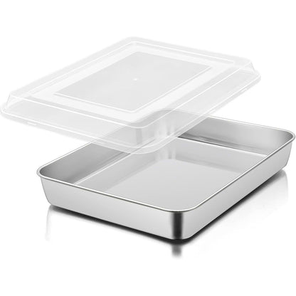 225191 - HEROGO Tavë për tortë e thellë me kapak (23.8x18x5 cm), çelik inox, për torta, brownie, lazanja, e sigurt për lavastovilje