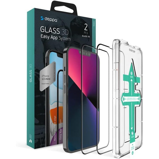 44408 - DEPPA Xhami Mbrojtës Ekranit për iPhone 13 Mini 5.4, me Mbulim të Plotë dhe Komplet Instalimi të Lehtë, 1 Pakete