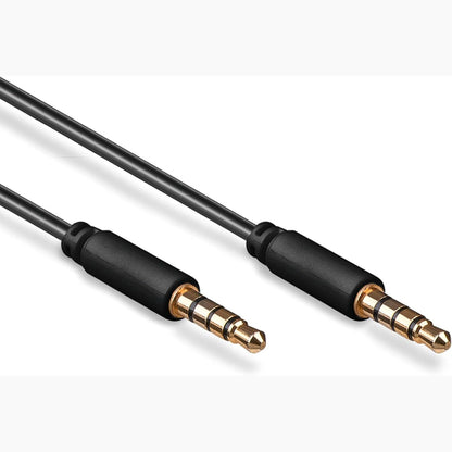 269666 - GOOBAY Kabllo lidhjeje audio AUX 63826, stereo 3.5 mm dhe 4 kunja, e hollë, CU, e zezë, gjatësi kablli 1 m