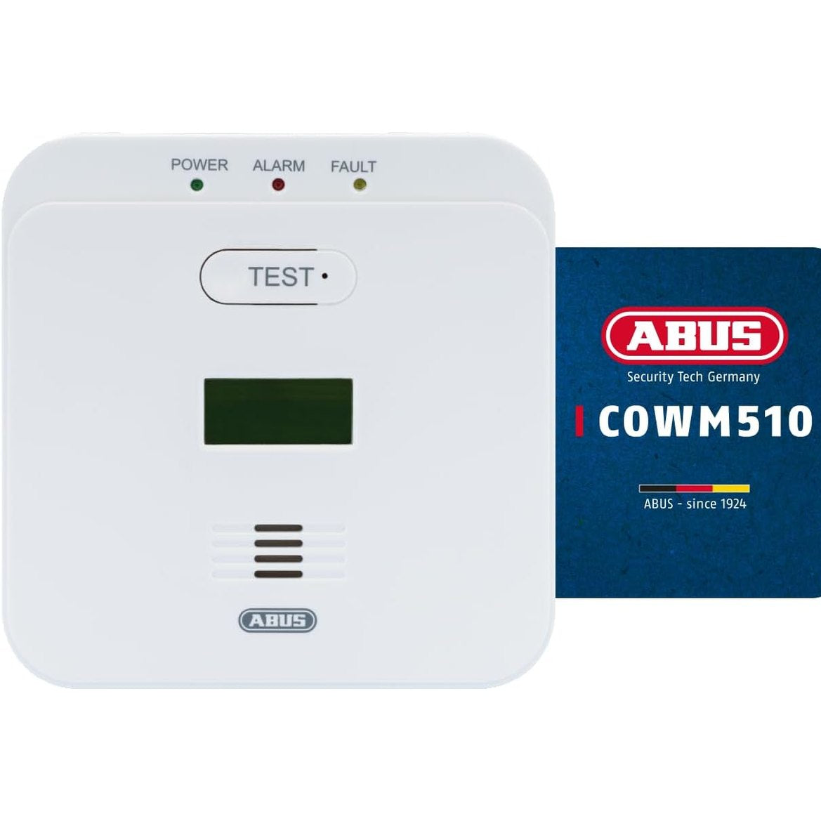 313079 - ABUS Detektor Monoksidi Karboni COWM510 - Alarm Monoksidi Karboni, Ekran LCD, i Bardhë