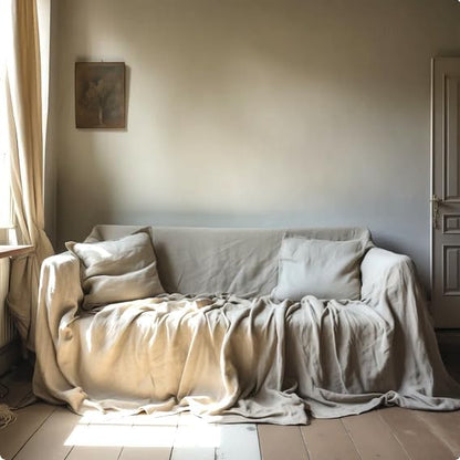 195232 - L'EMPORIO CASA - Mbulesë Divani, Pambuk Panama, Ngjyrë e Plotë, Madhësi 360 x 280cm, Prodhim Italian, Variante Natyrale