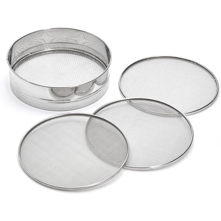 245431 - DE BUYER Sitë çeliku inox me 4 futje site të ndërrueshme (diametër 3mm/ 2mm/ 1mm/ 0.5mm) - 4605.21, Argjend