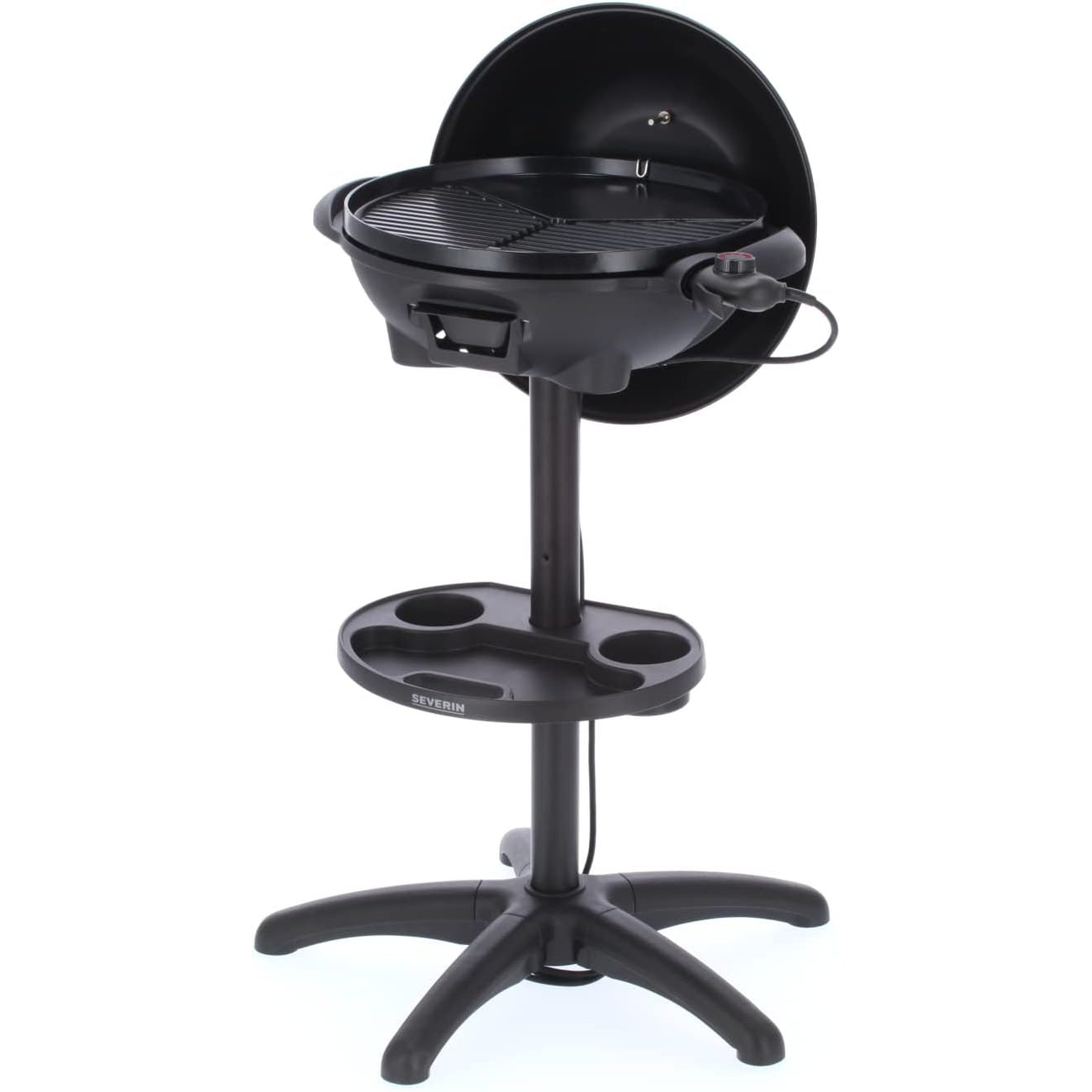 83230 - SEVERIN Skarë/Grilë Elektrike me Kapuç dhe Mbështetëse, Termostat, Pllakë me Veshje Qeramike, Fuqi 2,000W, Sipërfaqe Skare Ø 41 cm, Ngjyre E Zezë Mat, Modeli PG 8541