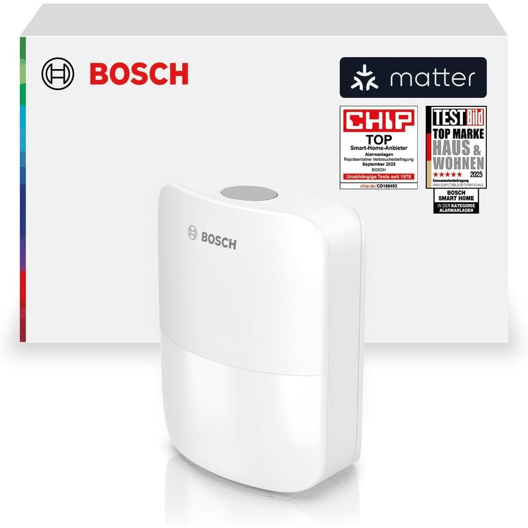 288561 - BOSCH Detektor Lëvizjeje Smart Home II [+M], për Ambientet e Jashtme dhe të Brendshme, EN Grade 2, Dritë Orientimi, Rreze Zbulimi deri në 13 m, Pajtueshëm me Matter