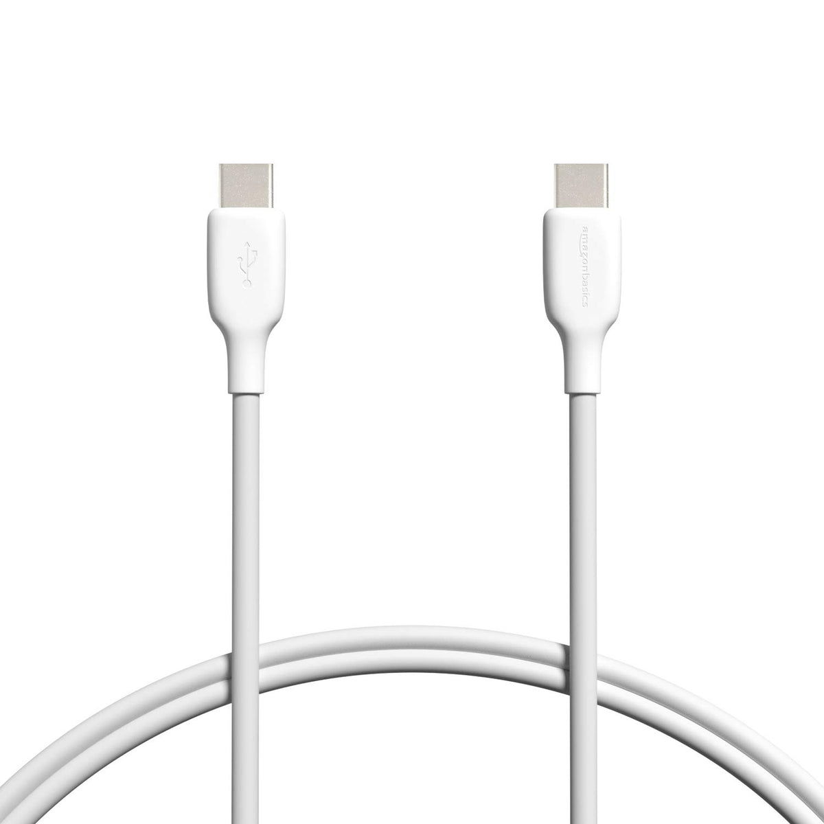 296445 - AMAZON BASICS Kabllo karikimi të shpejtë USB-C në USB-C 2.0, shpejtësi 480 Mbps, i çertifikuar USB-IF, për Apple iPhone 16/15, iPad, Samsung Galaxy, tableta, laptopë, 0.9 m, i bardhë.