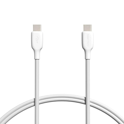 320642 - AMAZON BASICS Kabllo karikimi të shpejtë USB-C në USB-C 2.0, shpejtësi 480 Mbps, i çertifikuar USB-IF, për Apple iPhone 16/15, iPad, Samsung Galaxy, tableta, laptopë, 0.9 m, i bardhë