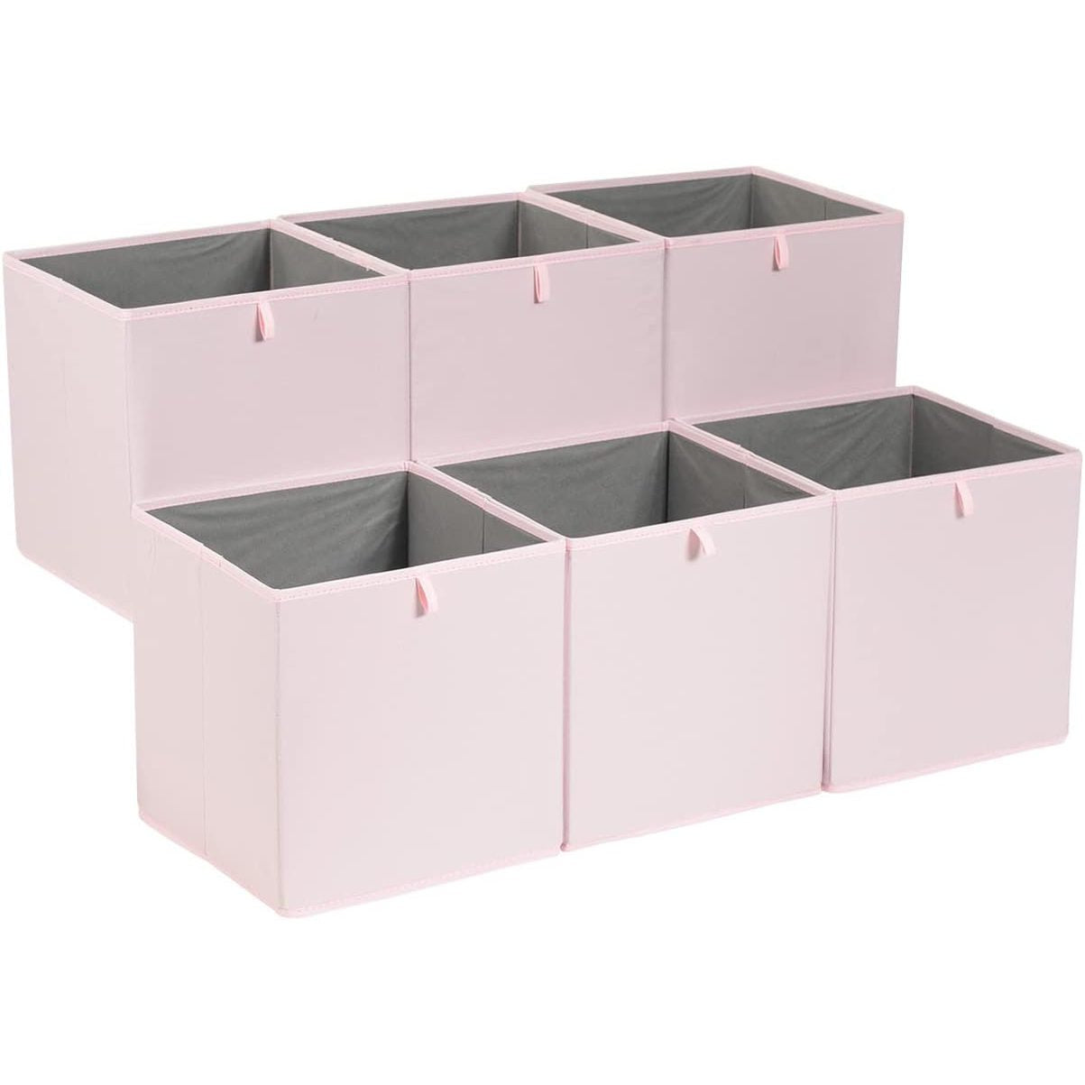 256071 - AMAZON BASICS Kube Ruajtjeje prej Pëlhure të Palosshme, 33 x 38 x 33 cm, Rozë Bozhure, Pako me 6 copë